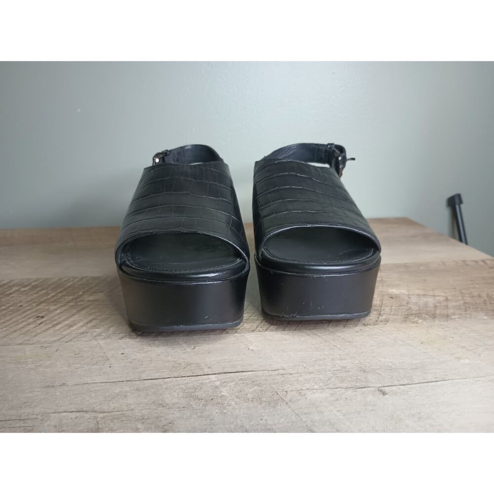 FitFlop Eloise Croc Print Wedge Back Strap Sandals Womens 5 Black Platform - Picture 3 of 13